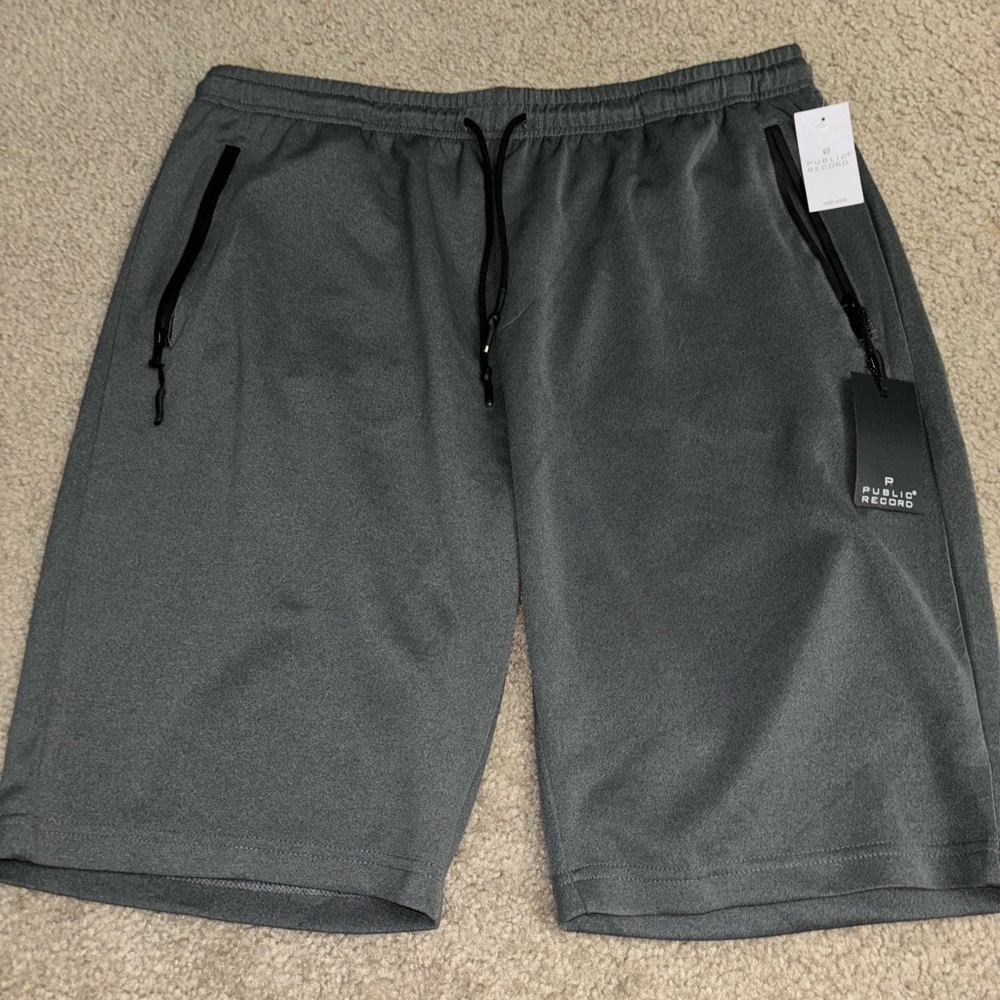 R Public Record Men’s Shorts Drawstring type Adult size 2XL grey color Brand new